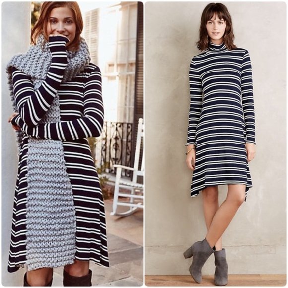 Anthropologie Maeve Knit Turtle Neck Swing Dress - Picture 1 of 7